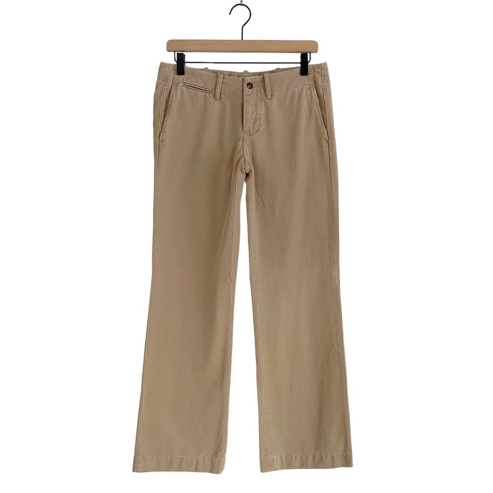 Ralph Lauren Tan Button-Fly Flare-Leg Thick Canvas Khaki Pants - Picture 2 of 8